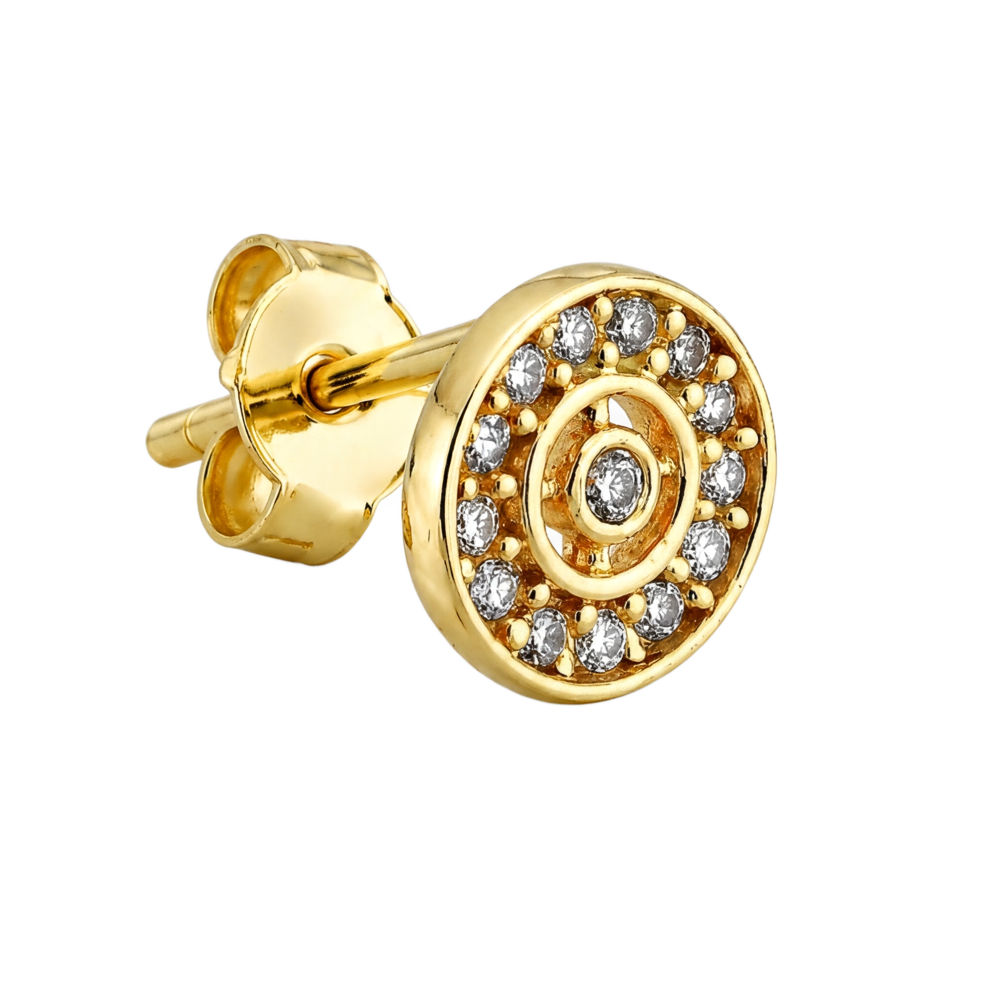 Halo Disc Studs · Yellow Gold · Hero 3/3 BG Remove