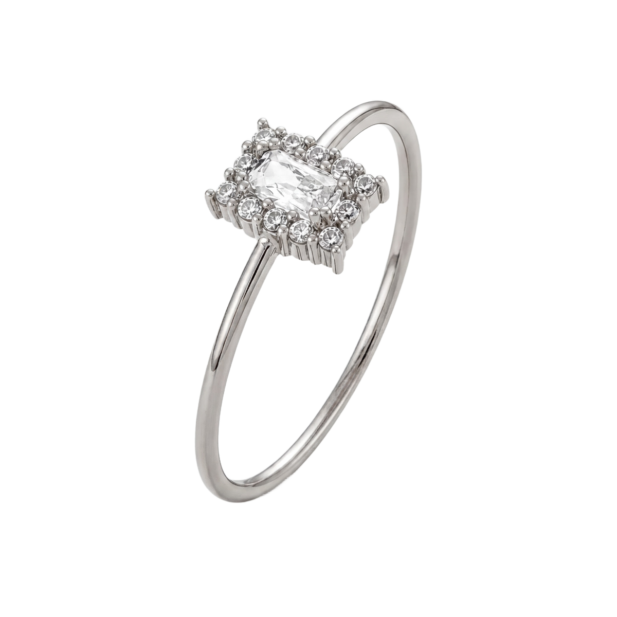 Rectangle Cluster Ring · White Gold · Hero 3/3 BG Remove