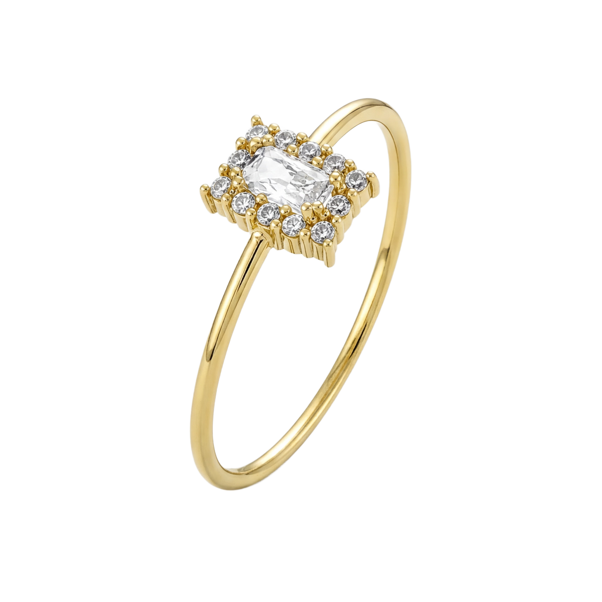 Rectangle Cluster Ring · Yellow Gold · Hero 3/3 BG Remove