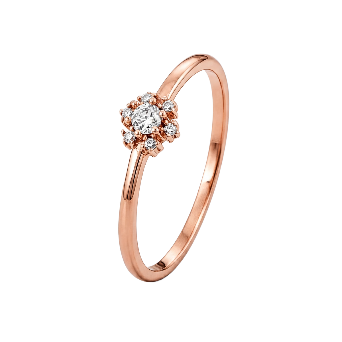 Round Cluster Ring · Rose Gold · Hero 3/3 BG Remove