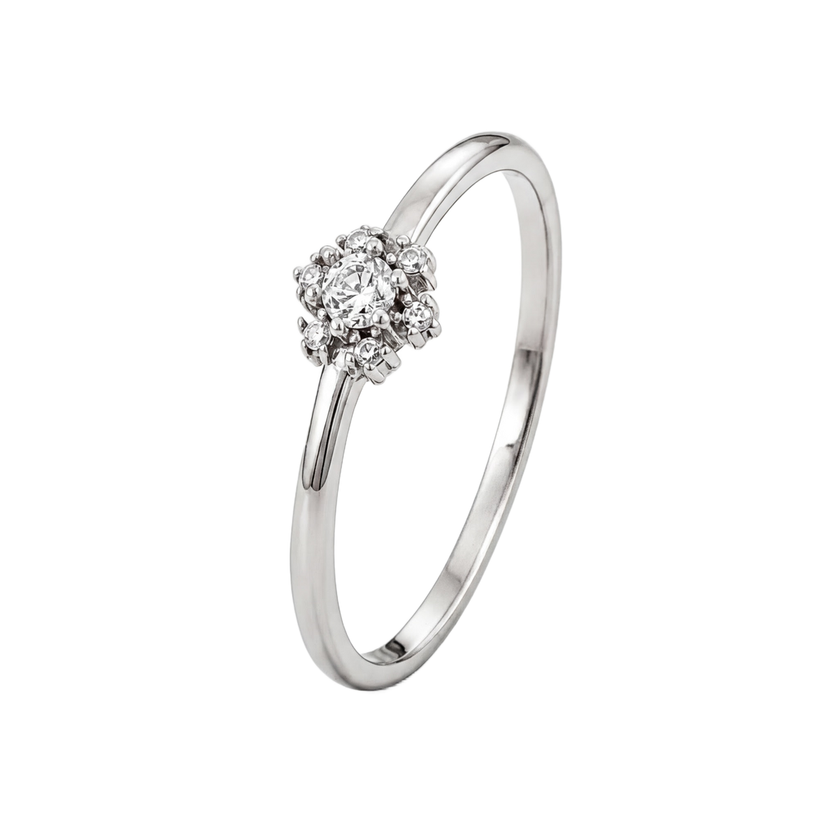 Round Cluster Ring · White Gold · Hero 3/3 BG Remove