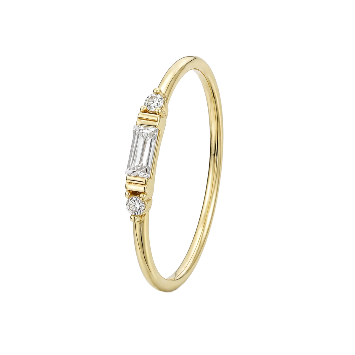 Baguette Trio Ring · Yellow Gold · Hero 3/3 BG Remove