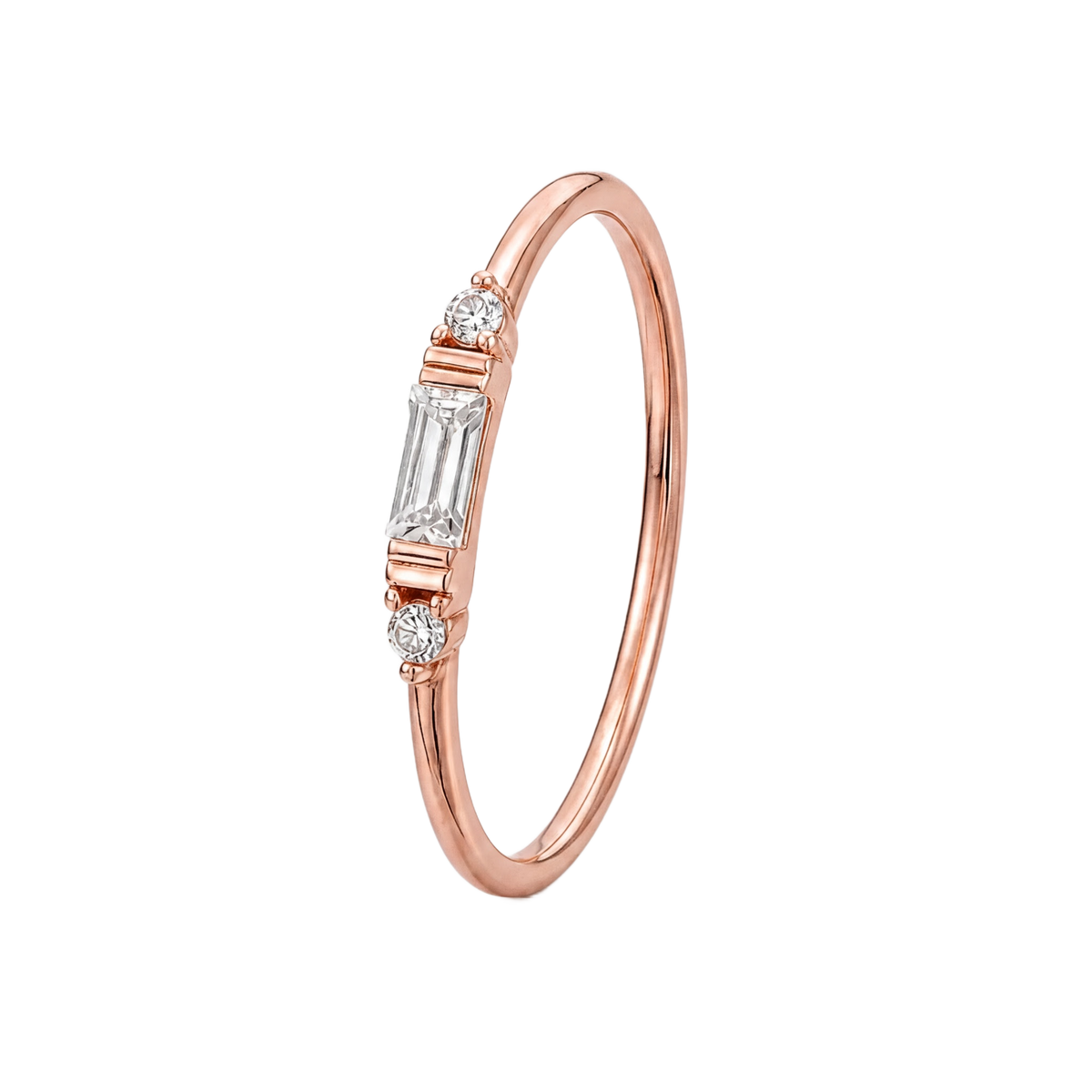 Baguette Trio Ring · Rose Gold · Hero 3/3 BG Remove