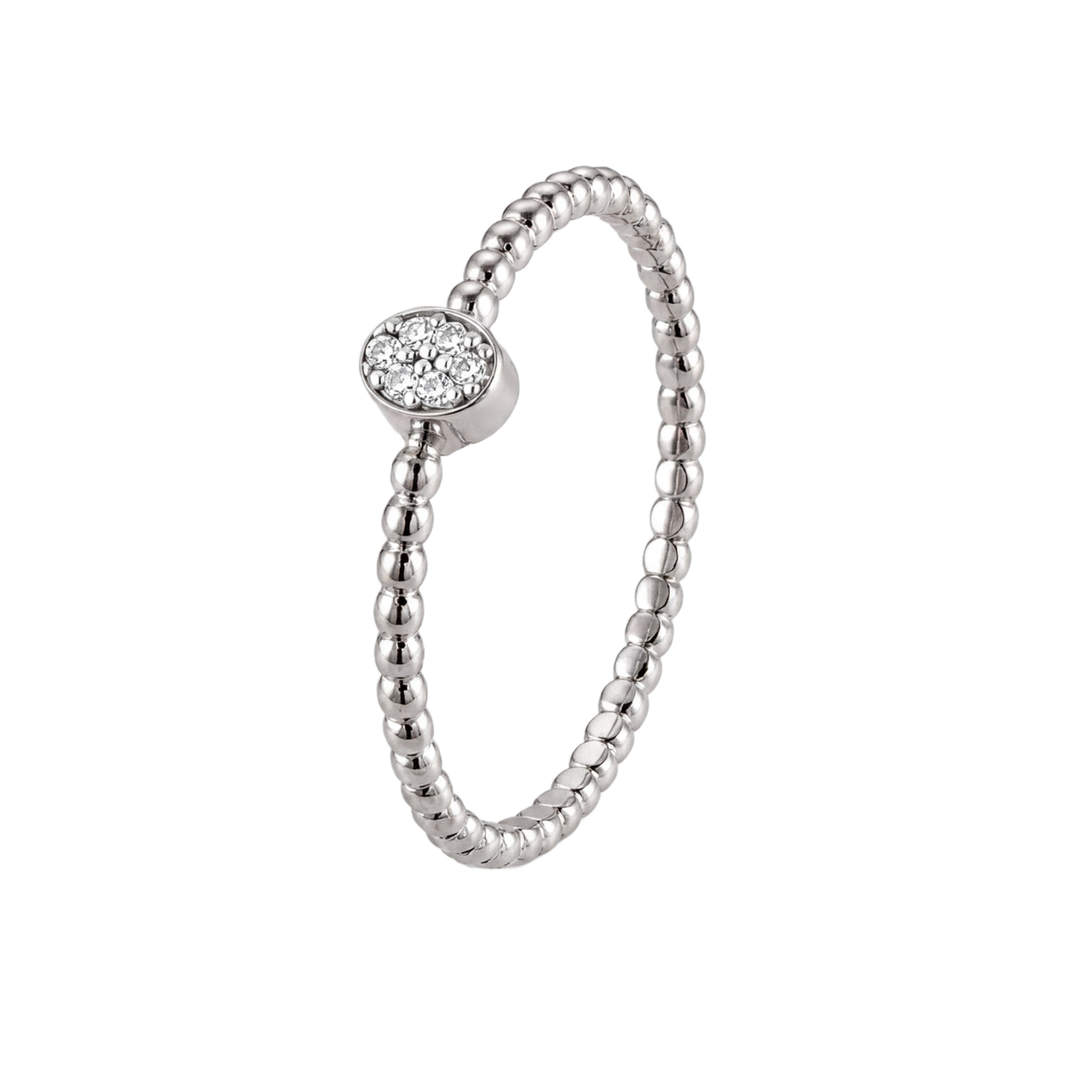 Beaded Oval Cluster Ring · White Gold · Hero 3/3 BG Remove