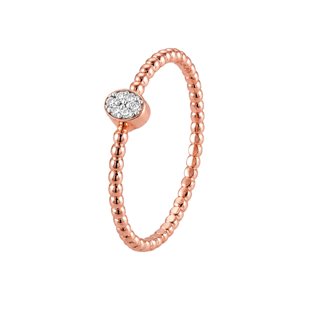Beaded Oval Cluster Ring · Rose Gold · Hero 3/3 BG Remove