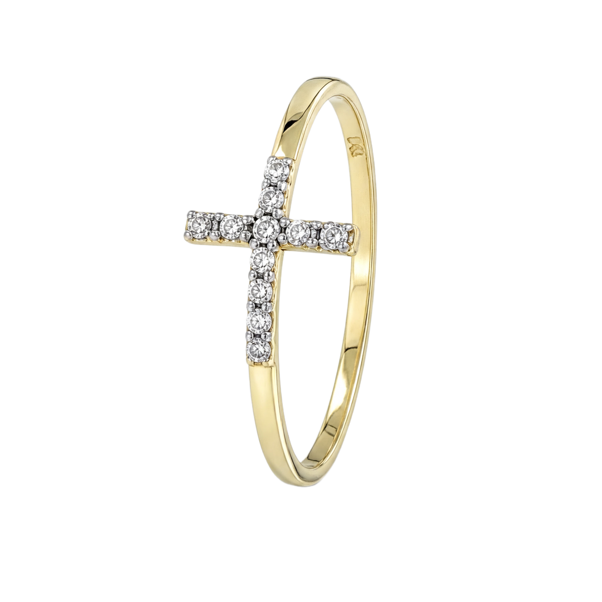 Cross Pave Ring · Yellow Gold · Hero 3/3 BG Remove