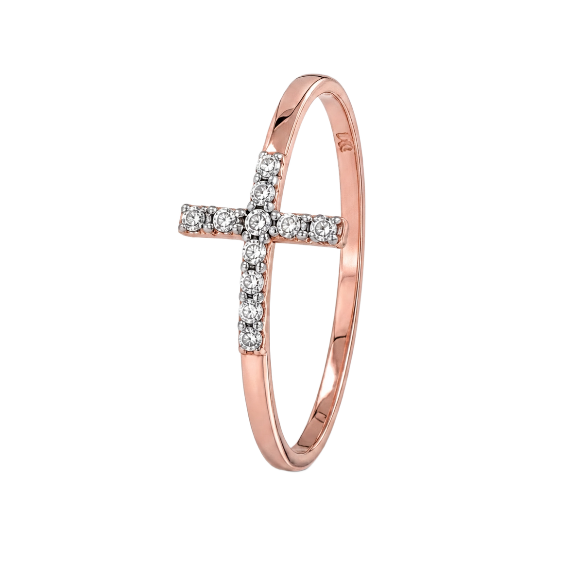 Cross Pave Ring · Rose Gold · Hero 3/3 BG Remove