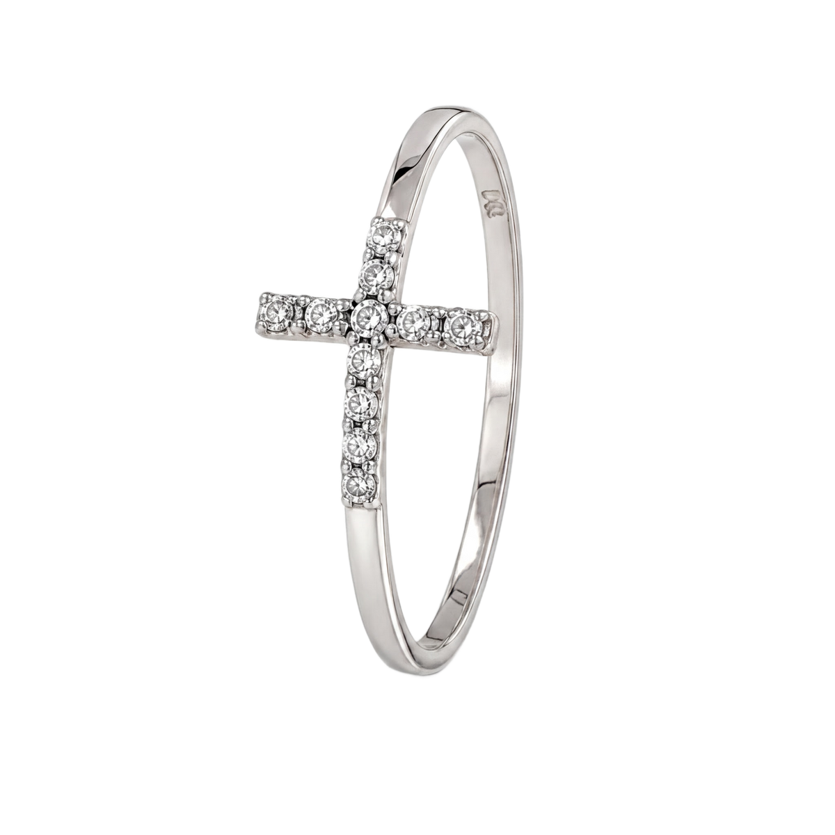 Cross Pave Ring · White Gold · Hero 3/3 BG Remove