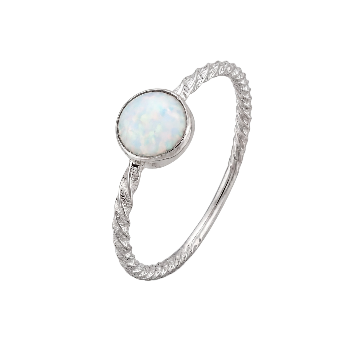 Opal Bezel Ring · White Gold · Hero 3/3 BG Remove