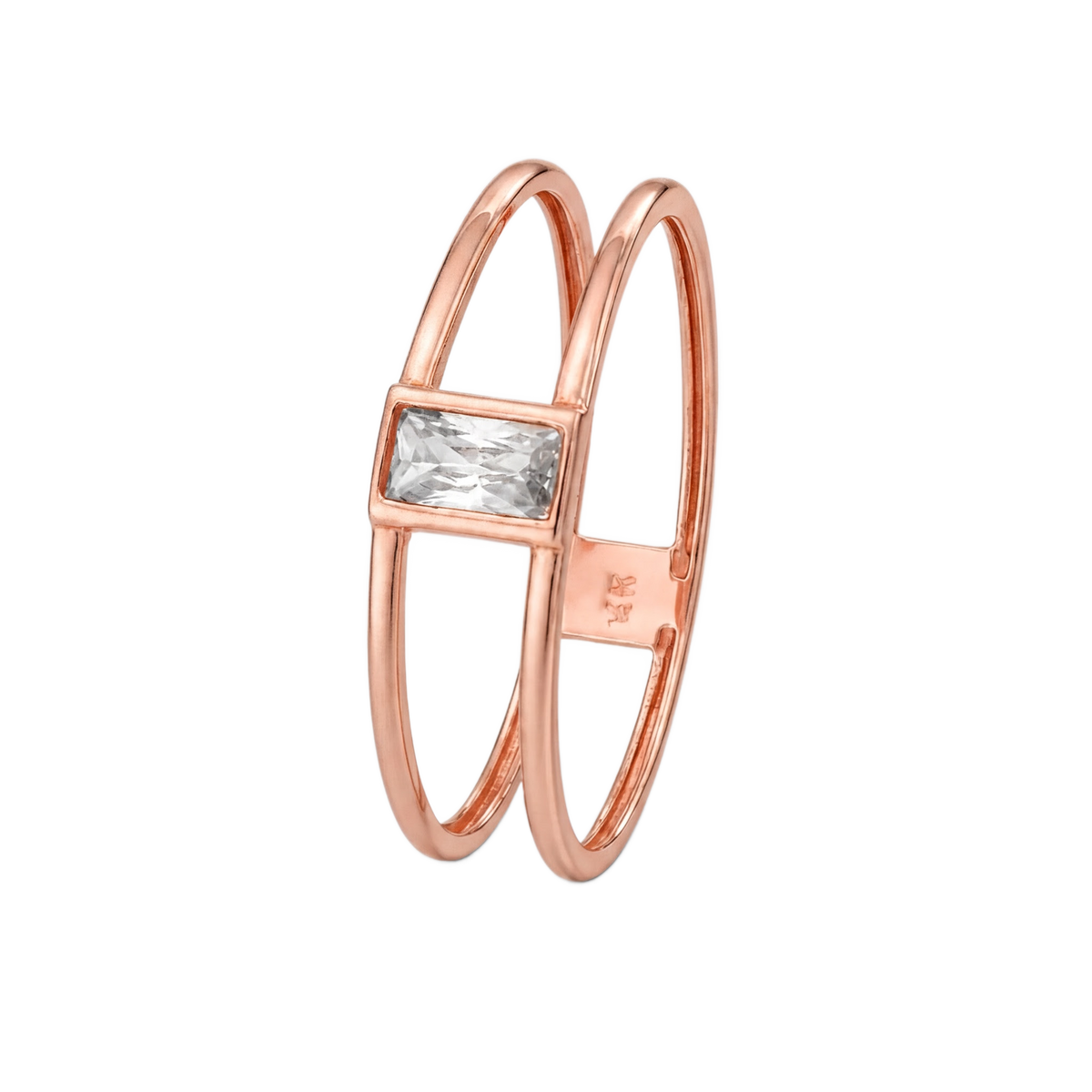 Double Band Baguette Ring · Rose Gold · Hero 3/3 BG Remove