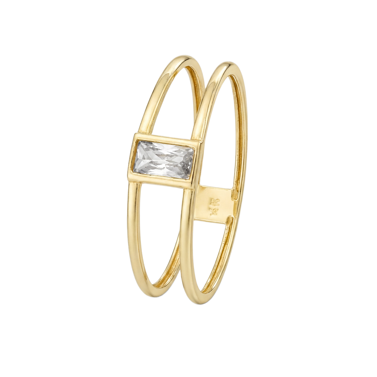 Double Band Baguette Ring · Yellow Gold · Hero 3/3 BG Remove