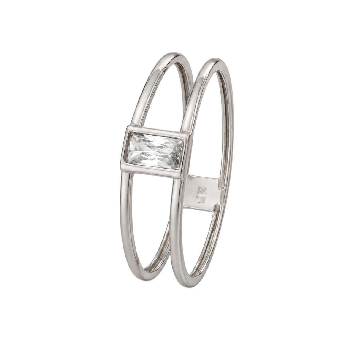 Double Band Baguette Ring · White Gold · Hero 3/3 BG Remove