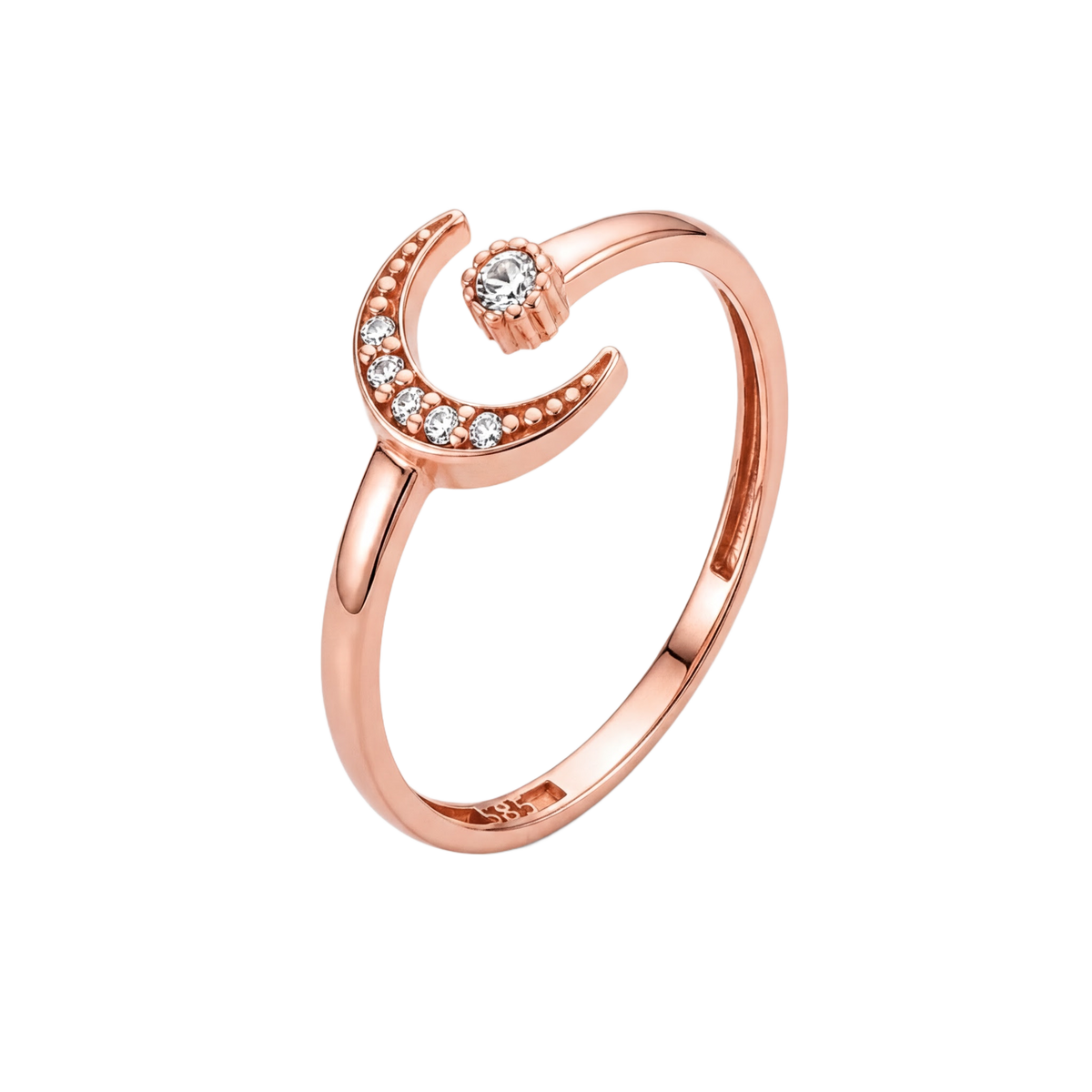 Crescent Stone Ring · Rose Gold · Hero 3/3 BG Remove