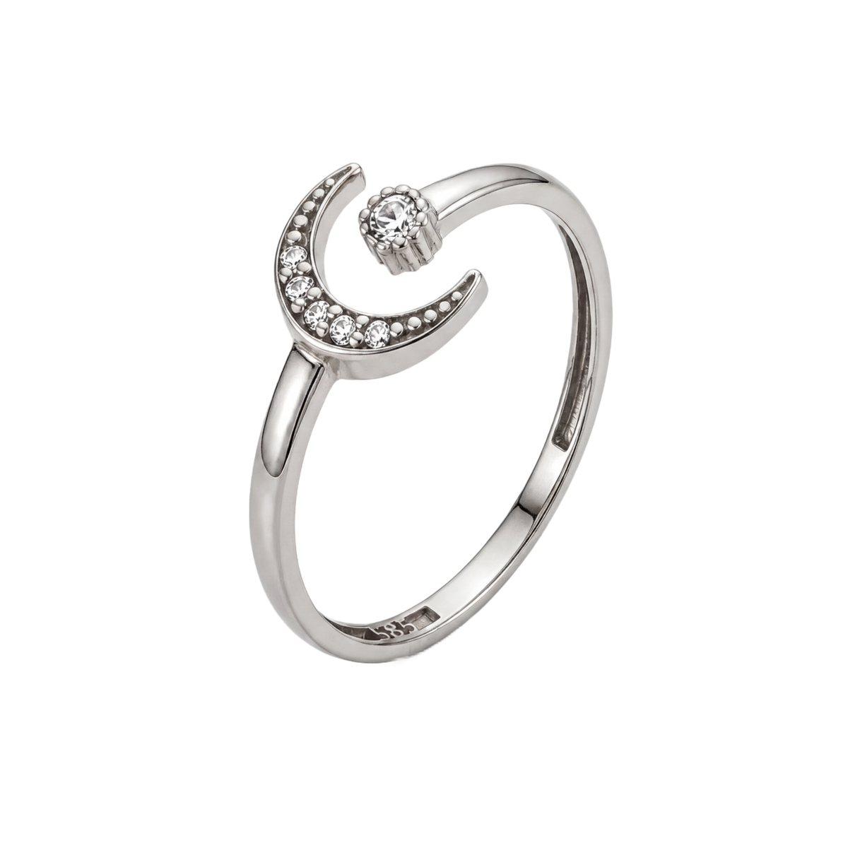 Crescent Stone Ring · White Gold · Hero 3/3 BG Remove