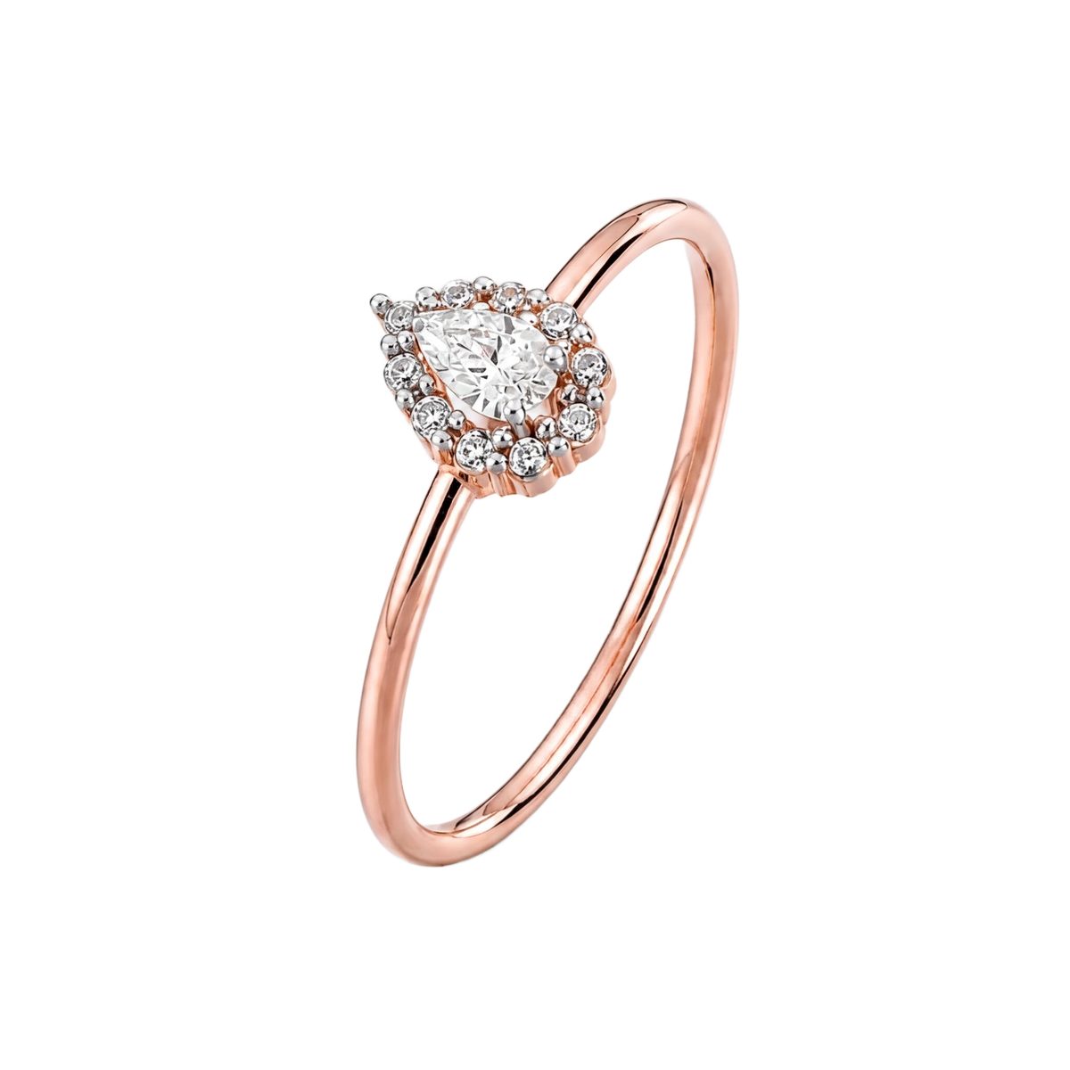 Dew Drop Halo Ring · Rose Gold · Hero 3/3 BG Remove