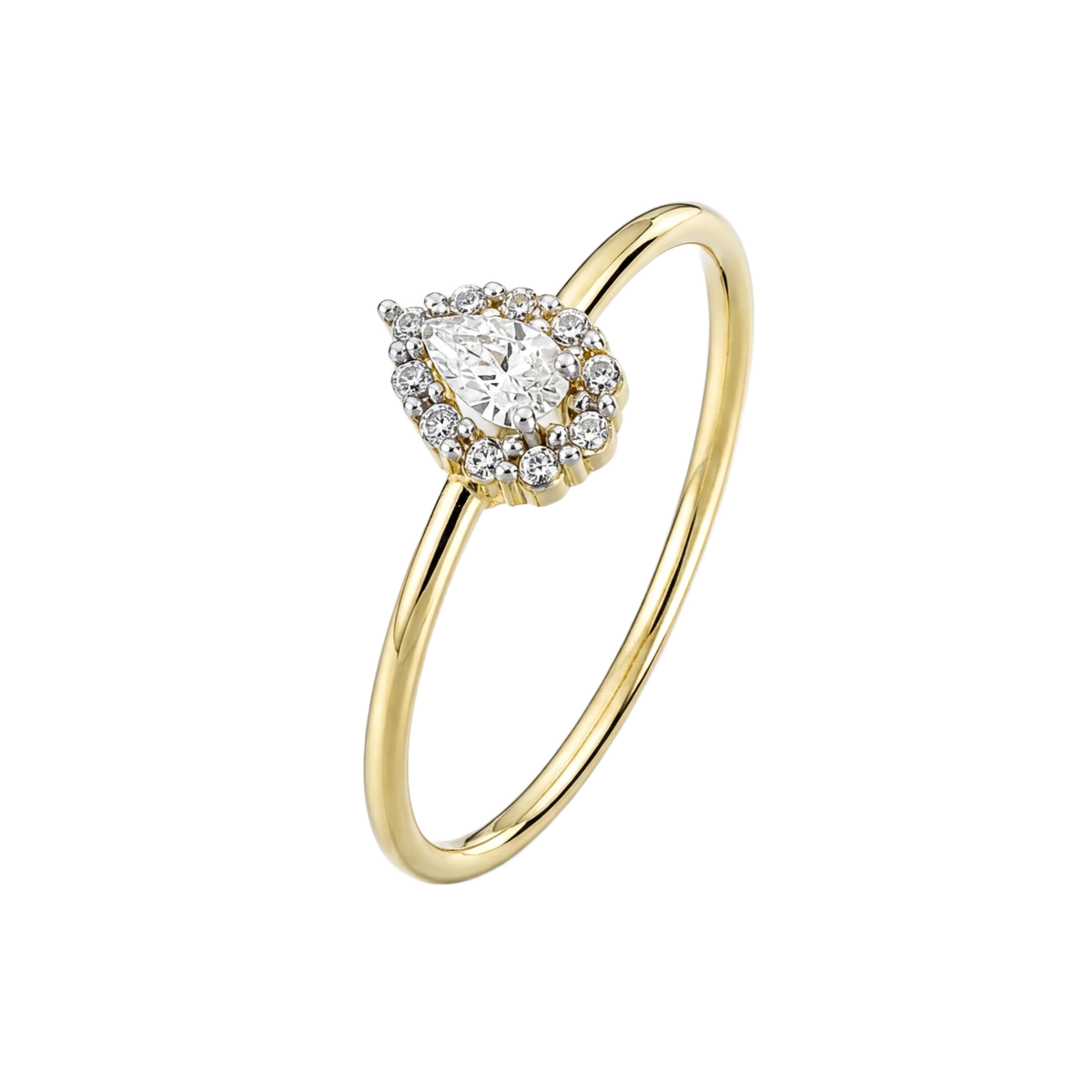 Dew Drop Halo Ring · Yellow Gold · Hero 3/3 BG Remove