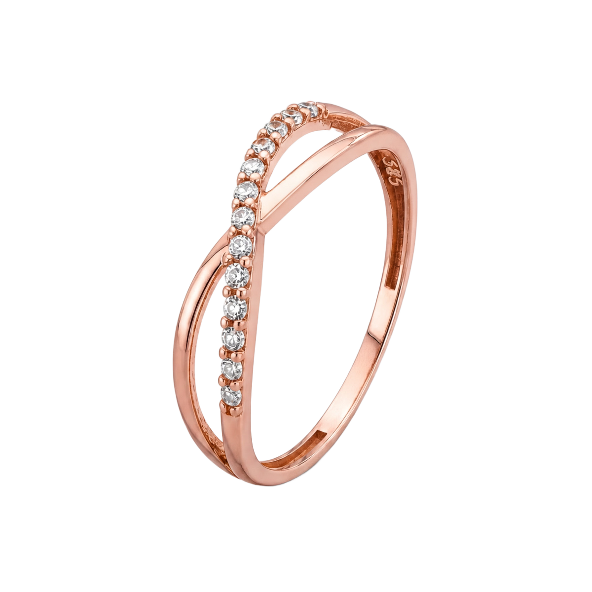 Crossing Pave Ring · Rose Gold · Hero 3/3 BG Remove