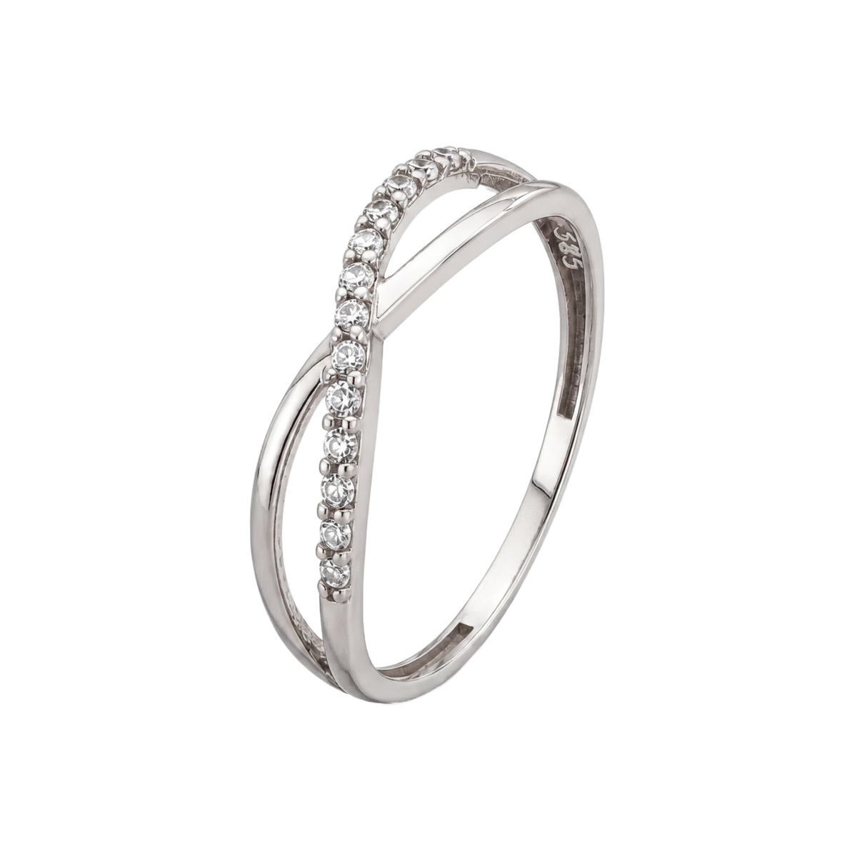 Crossing Pave Ring · White Gold · Hero 3/3 BG Remove