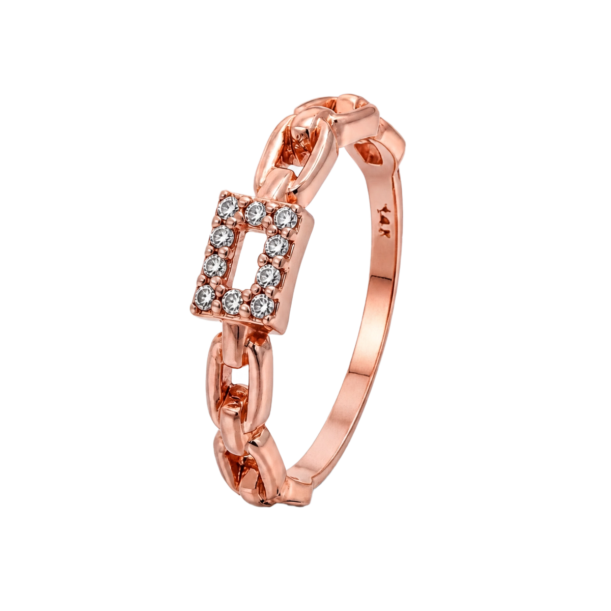 Linked Pave Ring · Rose Gold · Hero 3/3 BG Remove