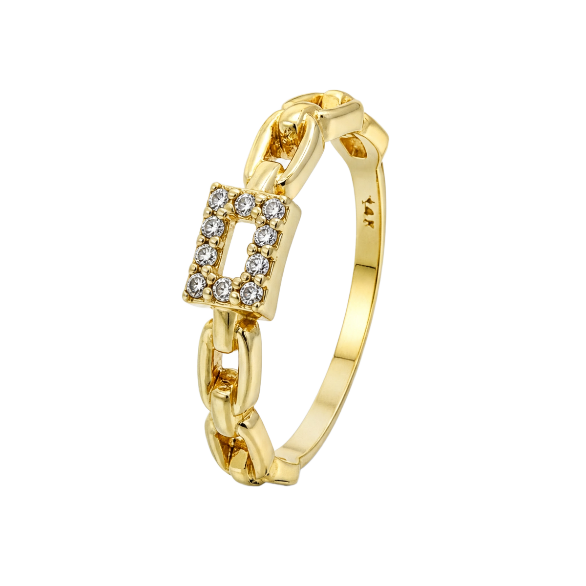 Linked Pave Ring · Yellow Gold · Hero 3/3 BG Remove