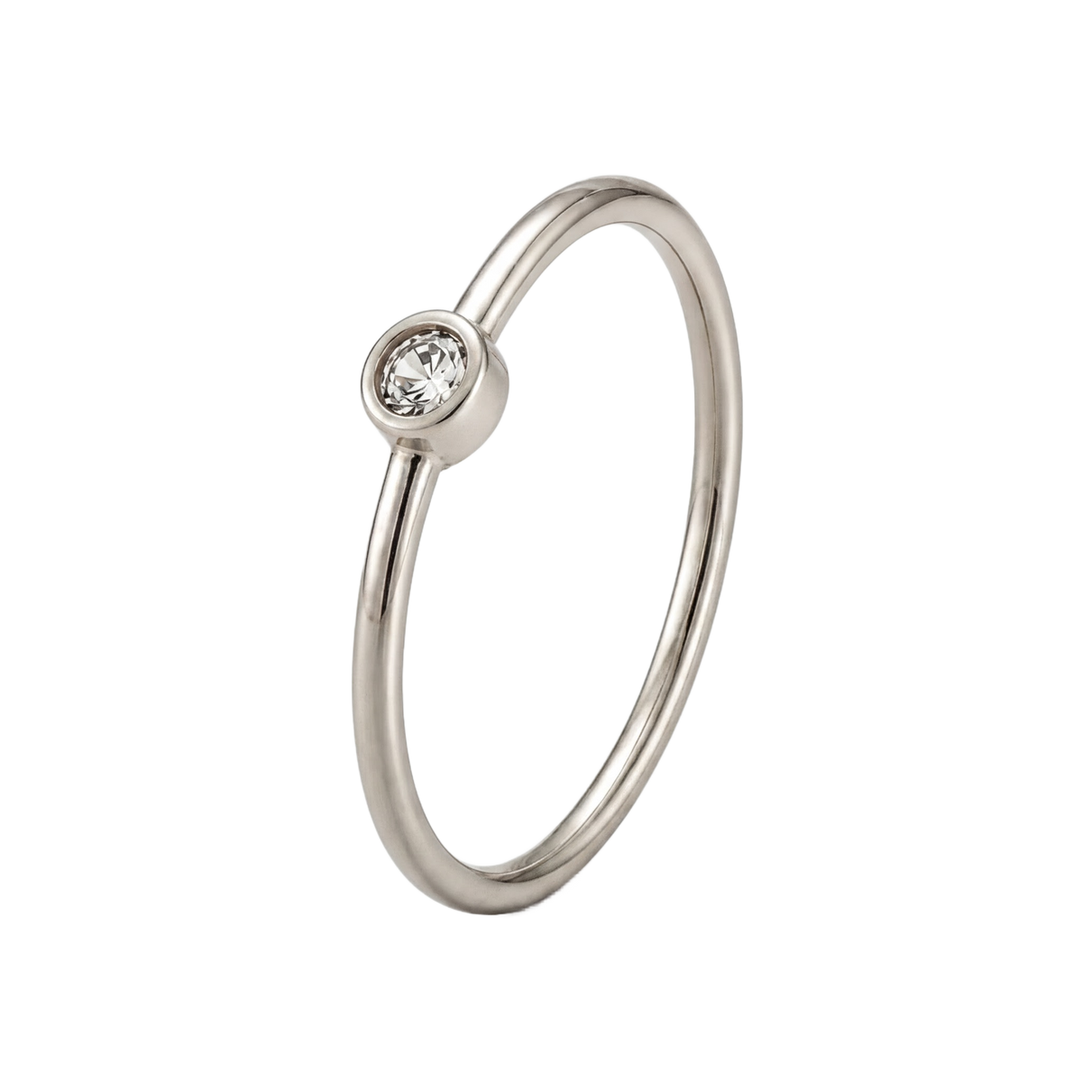 Bezel Solitaire Ring · White Gold · Hero 3/3 BG Remove
