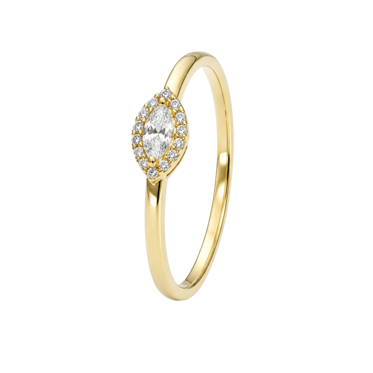 Marquise Halo Ring · Yellow Gold · Hero 3/3 BG Remove