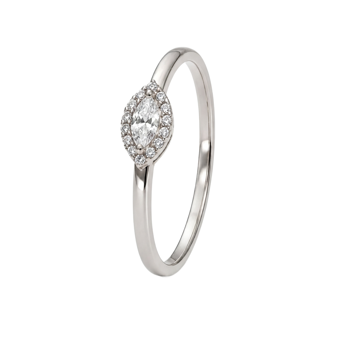 Marquise Halo Ring · White Gold · Hero 3/3 BG Remove