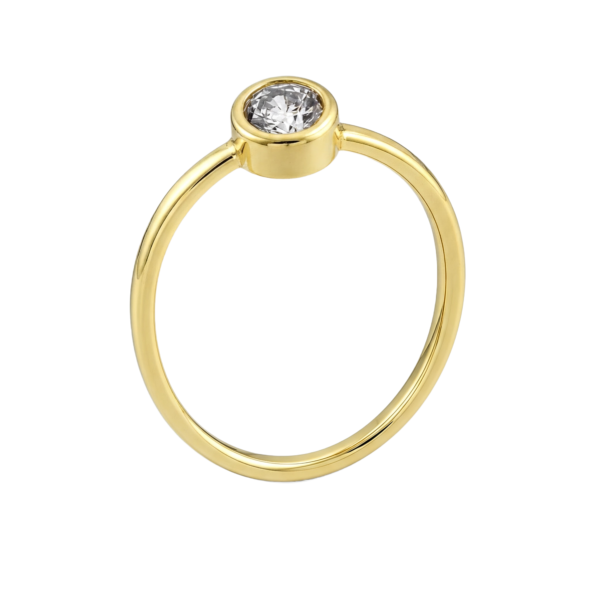 Round Bezel Ring · Yellow Gold · Hero 3/3 BG Remove