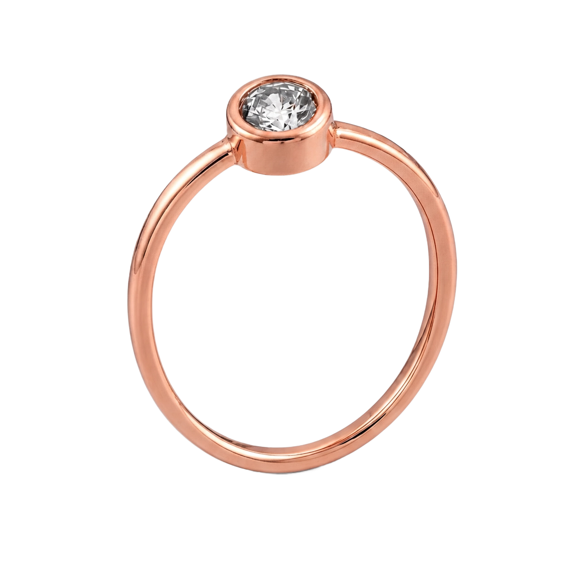Round Bezel Ring · Rose Gold · Hero 3/3 BG Remove