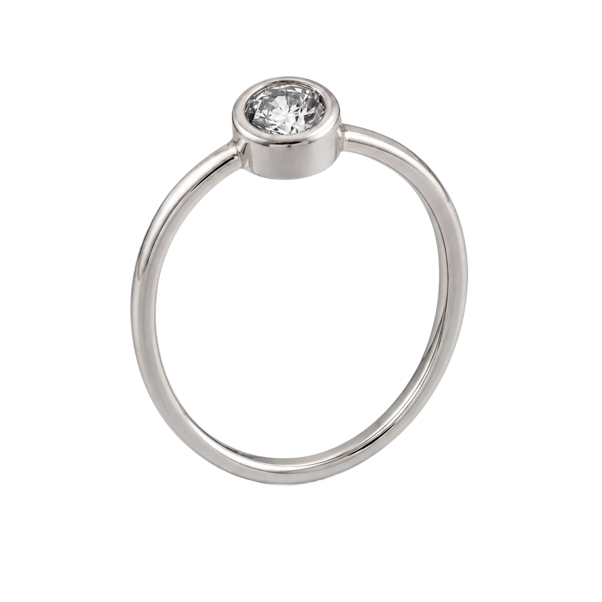 Round Bezel Ring · White Gold · Hero 3/3 BG Remove
