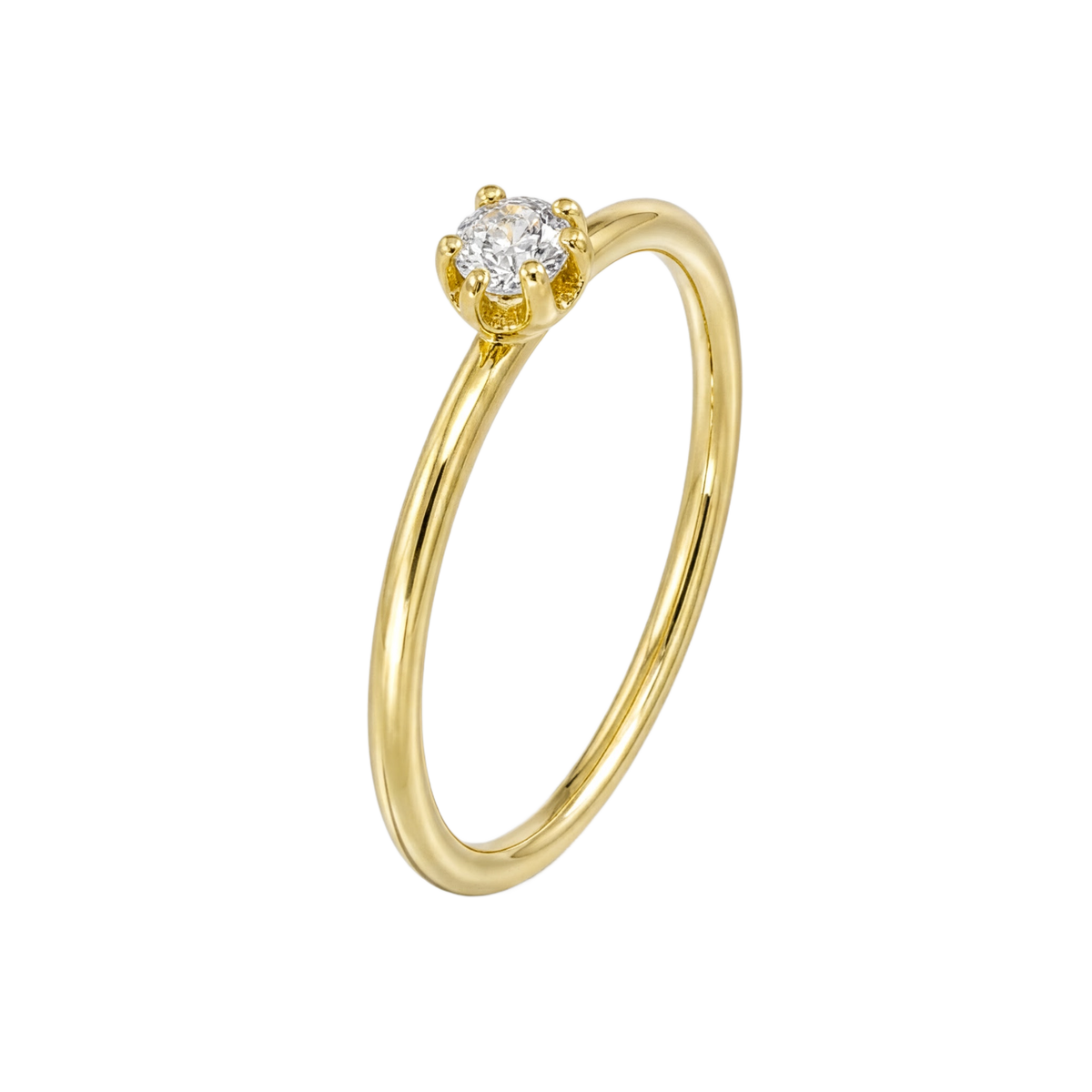 Six Prong Solitaire Ring · Yellow Gold · Hero 3/3 BG Remove