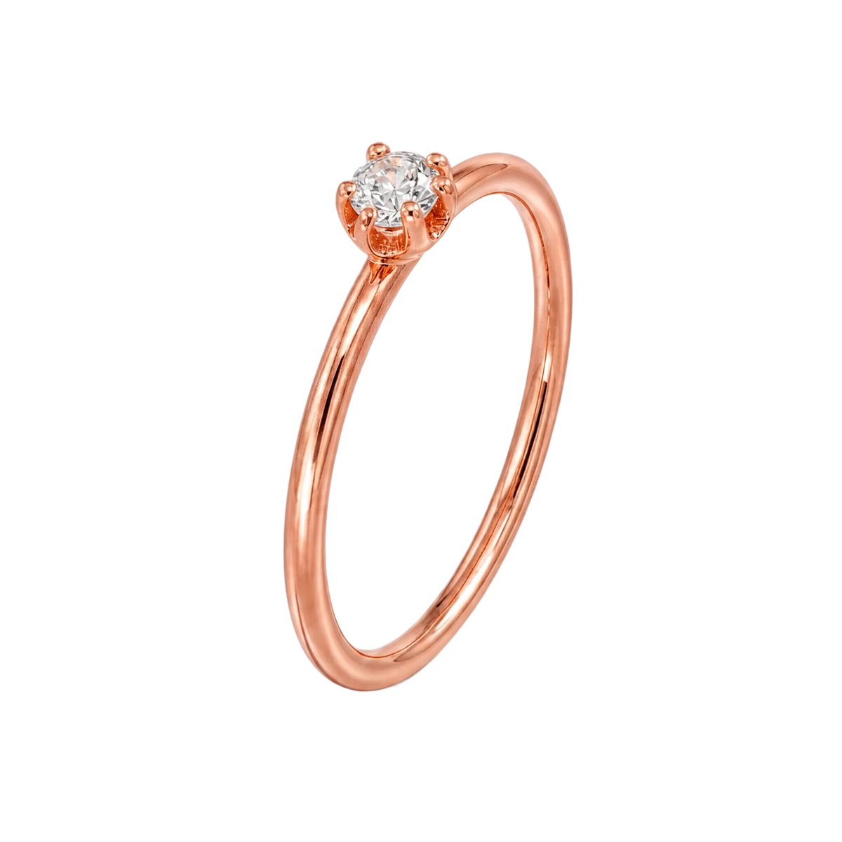Six Prong Solitaire Ring · Rose Gold · Hero 3/3 BG Remove