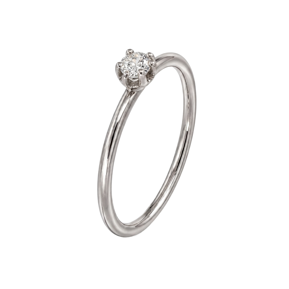 Six Prong Solitaire Ring · White Gold · Hero 3/3 BG Remove