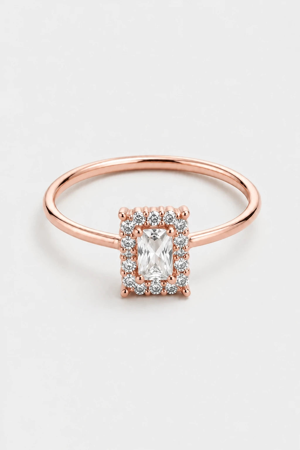Rectangle Cluster Ring · Rose Gold · Setup