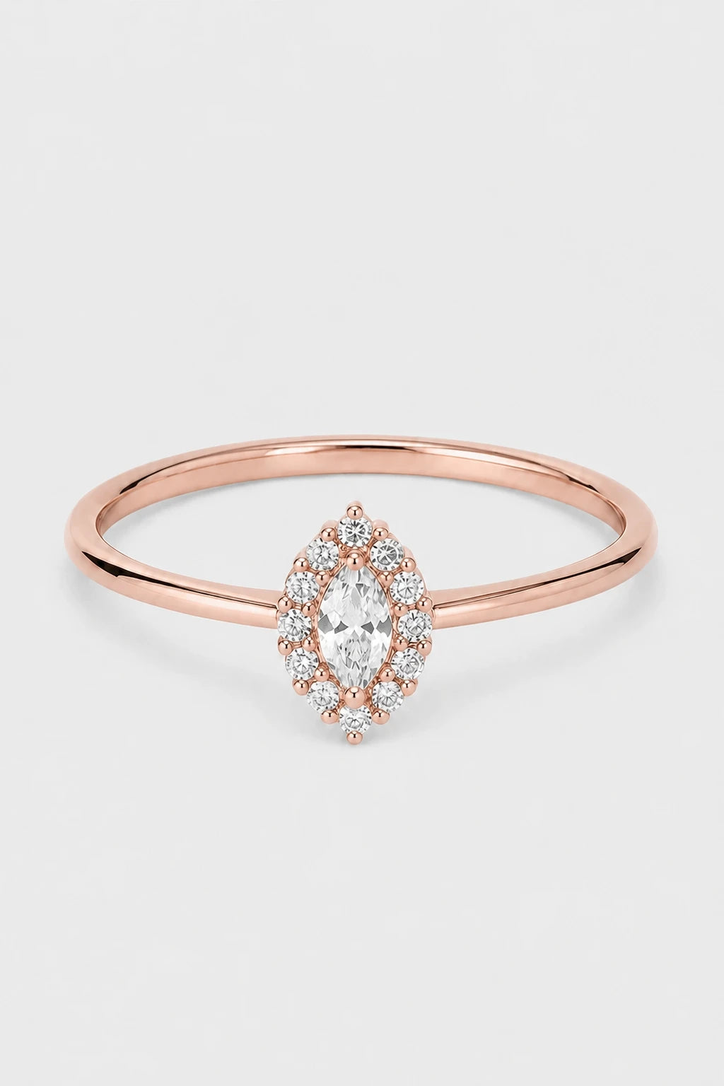 Pear Halo Ring · Rose Gold · Setup