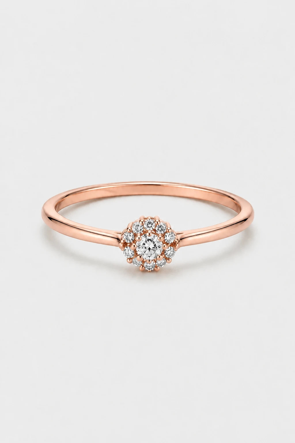 Round Cluster Ring · Rose Gold · Setup