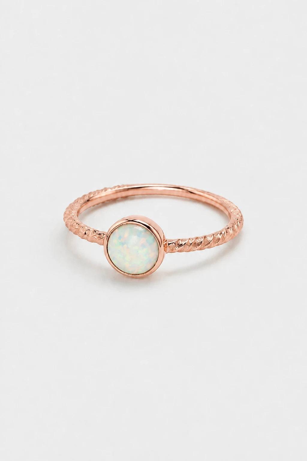 Opal Bezel Ring · Rose Gold · Setup