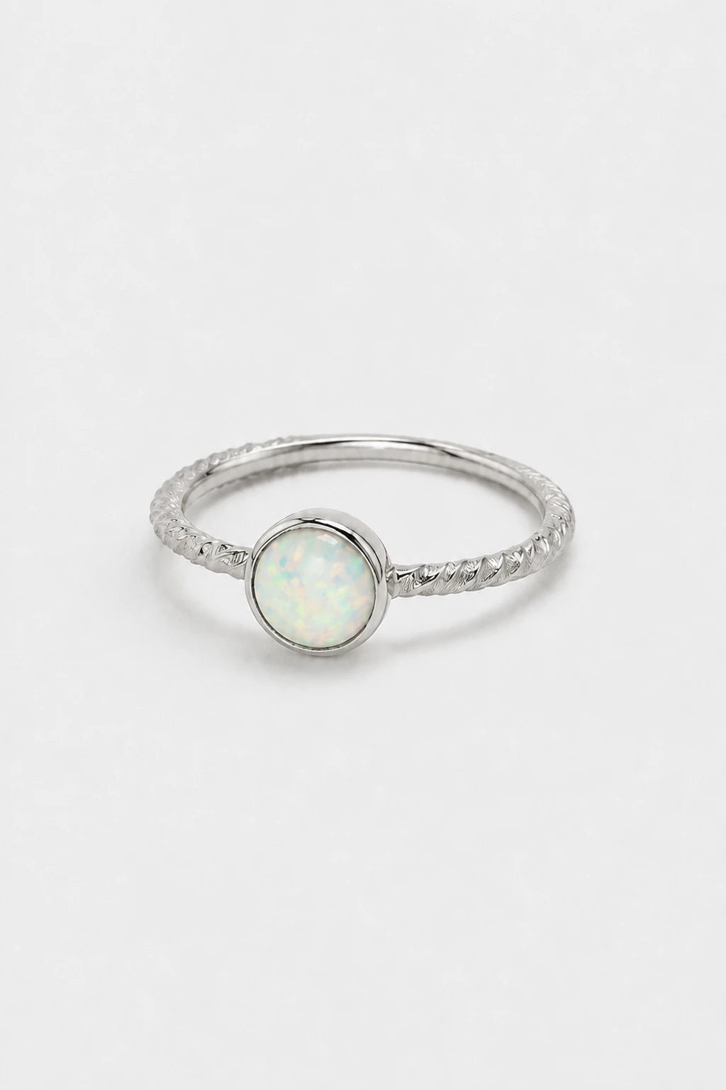 Opal Bezel Ring · White Gold · Setup
