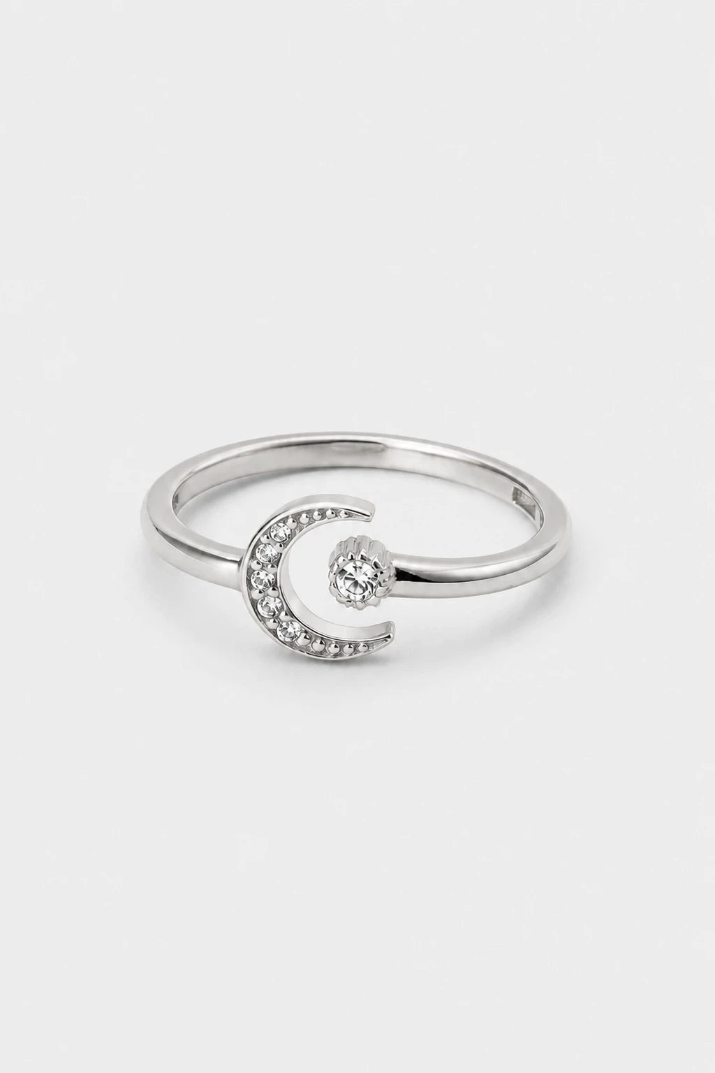 Crescent Stone Ring · White Gold · Setup