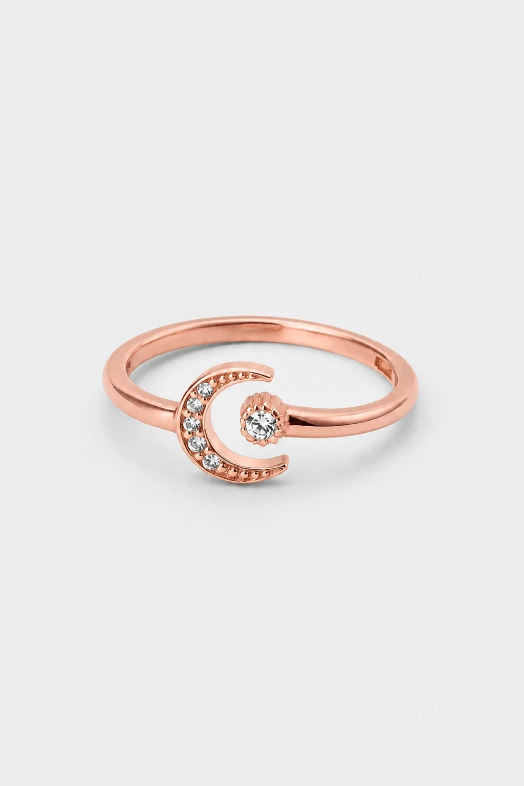 Crescent Stone Ring · Rose Gold · Setup