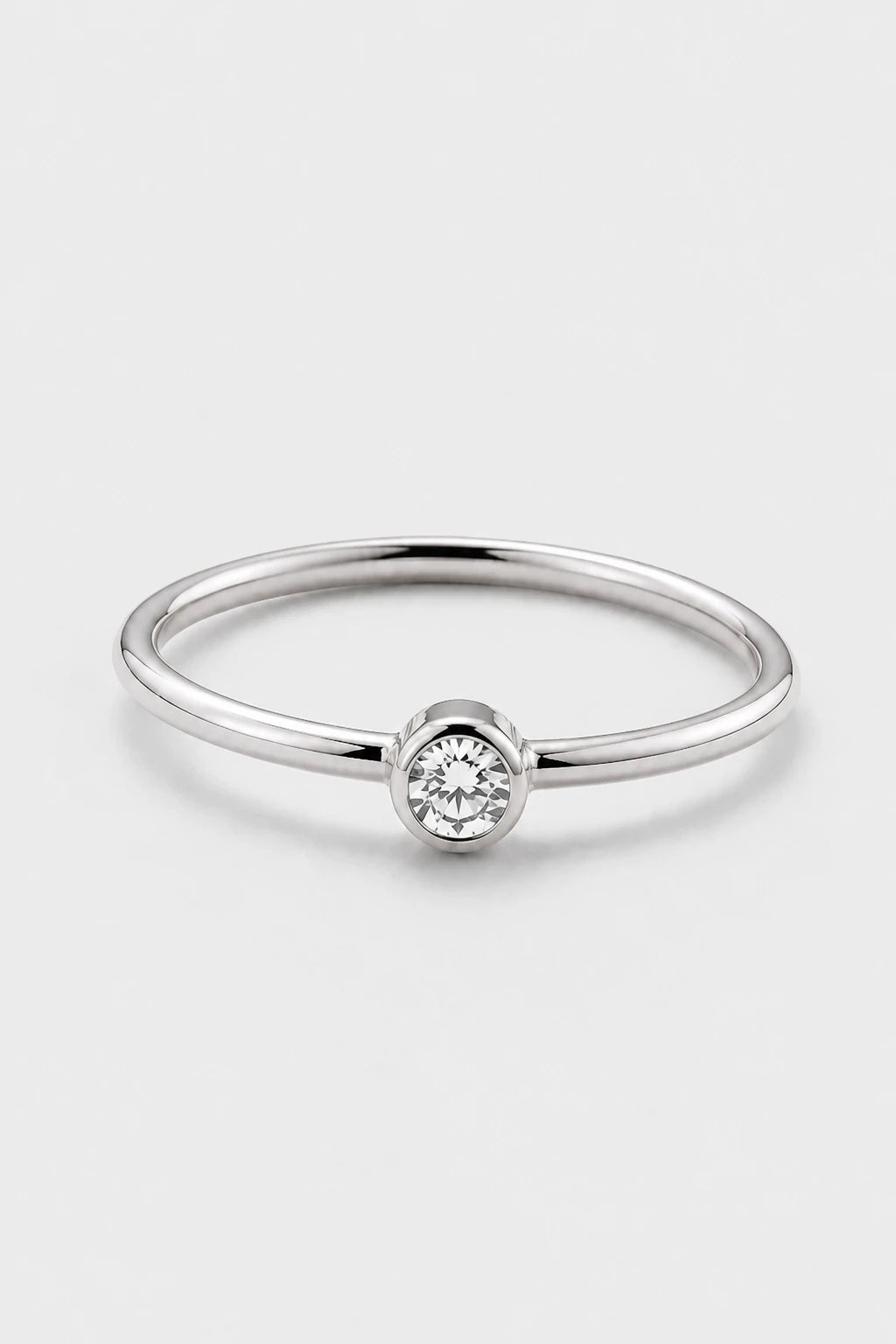 Bezel Solitaire Ring · White Gold · Setup