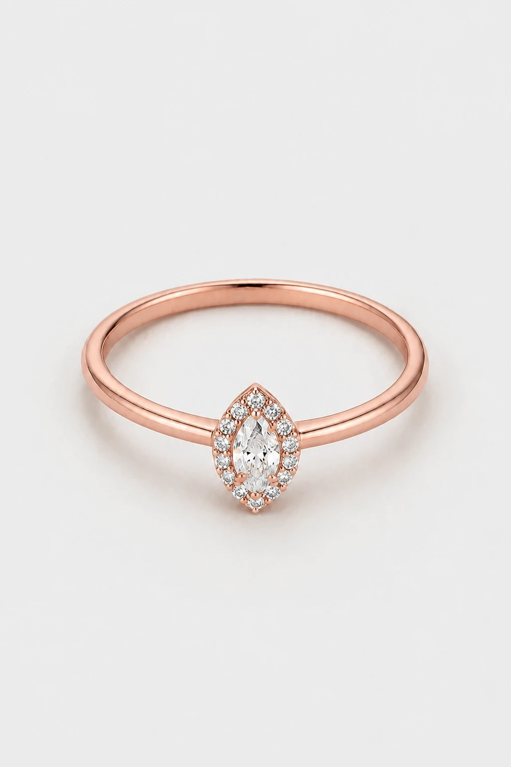 Marquise Halo Ring · Rose Gold · Setup