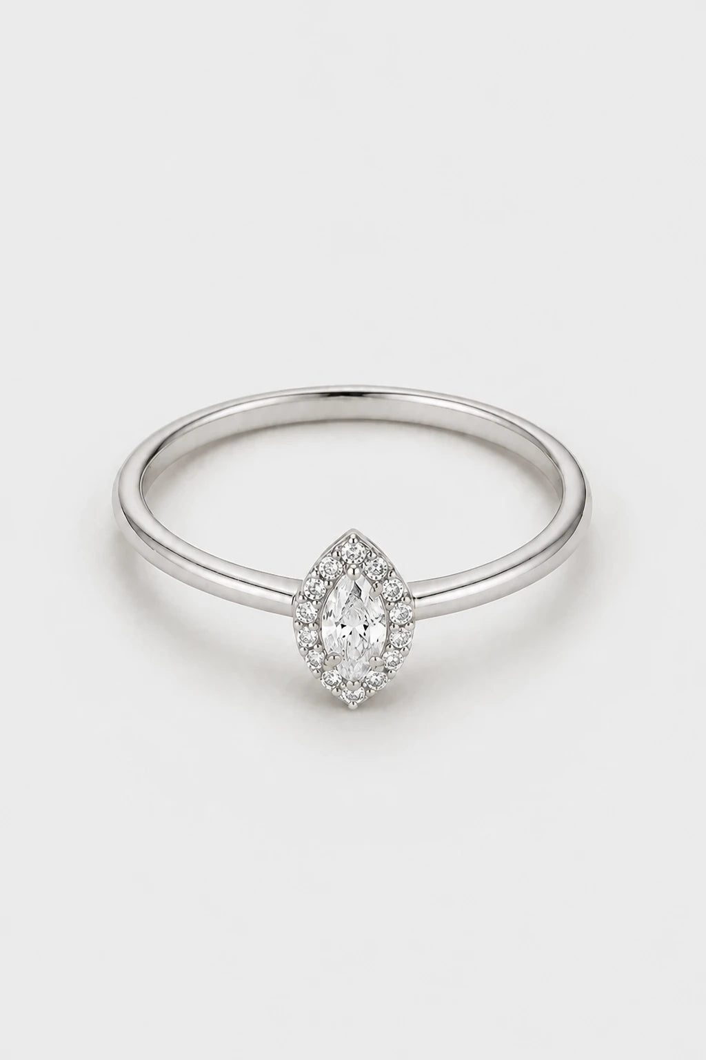 Marquise Halo Ring · White Gold · Setup
