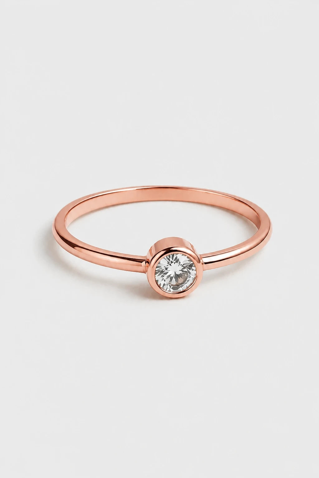 Round Bezel Ring · Rose Gold · Setup