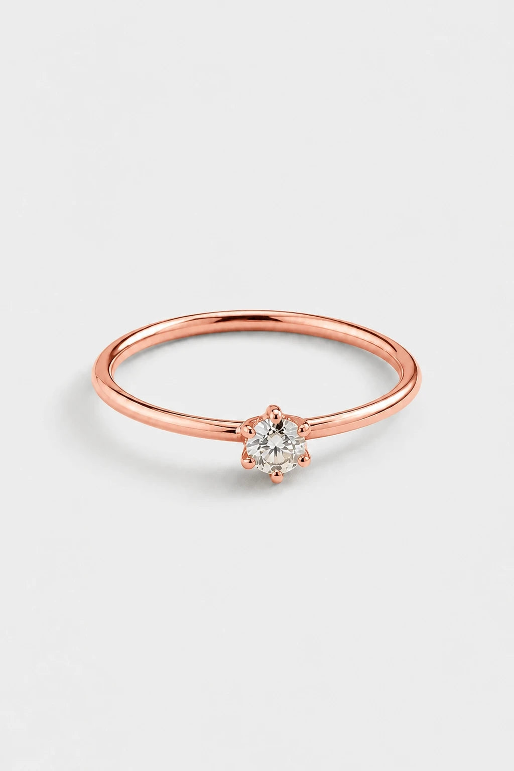 Six Prong Solitaire Ring · Rose Gold · Setup