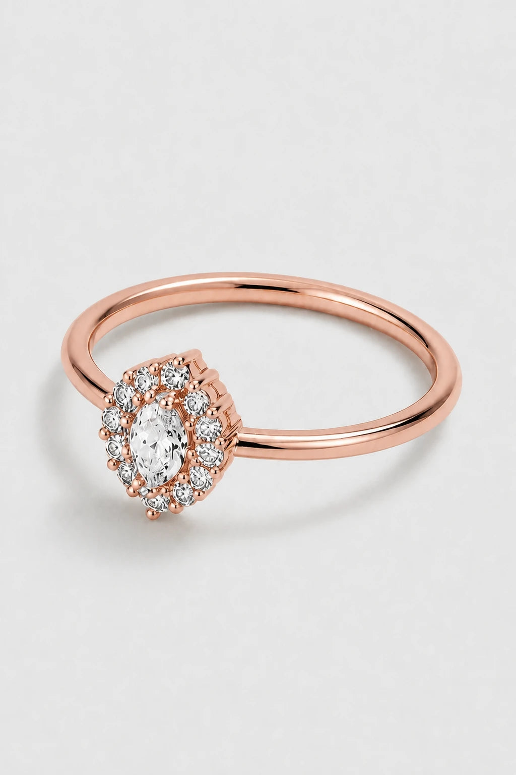 Pear Halo Ring · Rose Gold · Setup 6