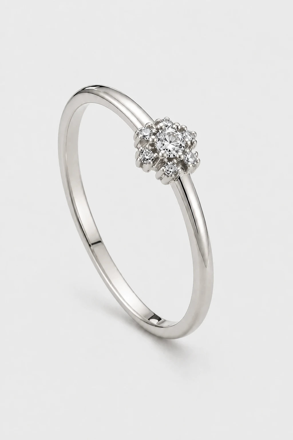 Round Cluster Ring · White Gold · Setup 6