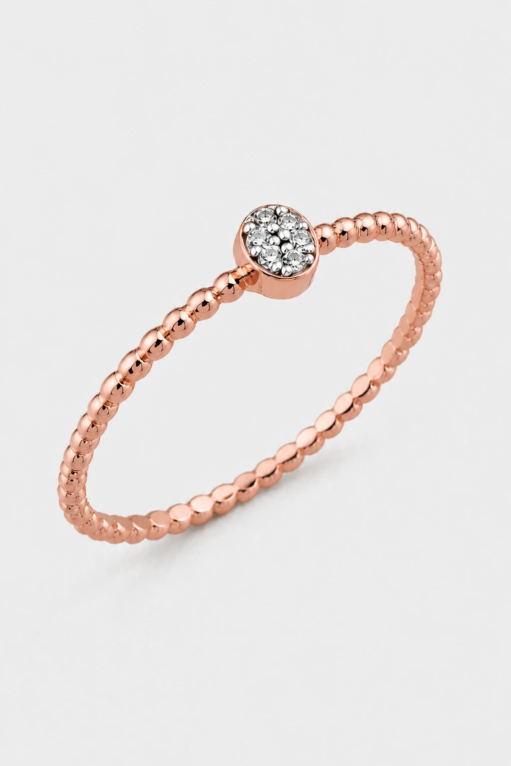 Beaded Oval Cluster Ring · Rose Gold · Setup 6