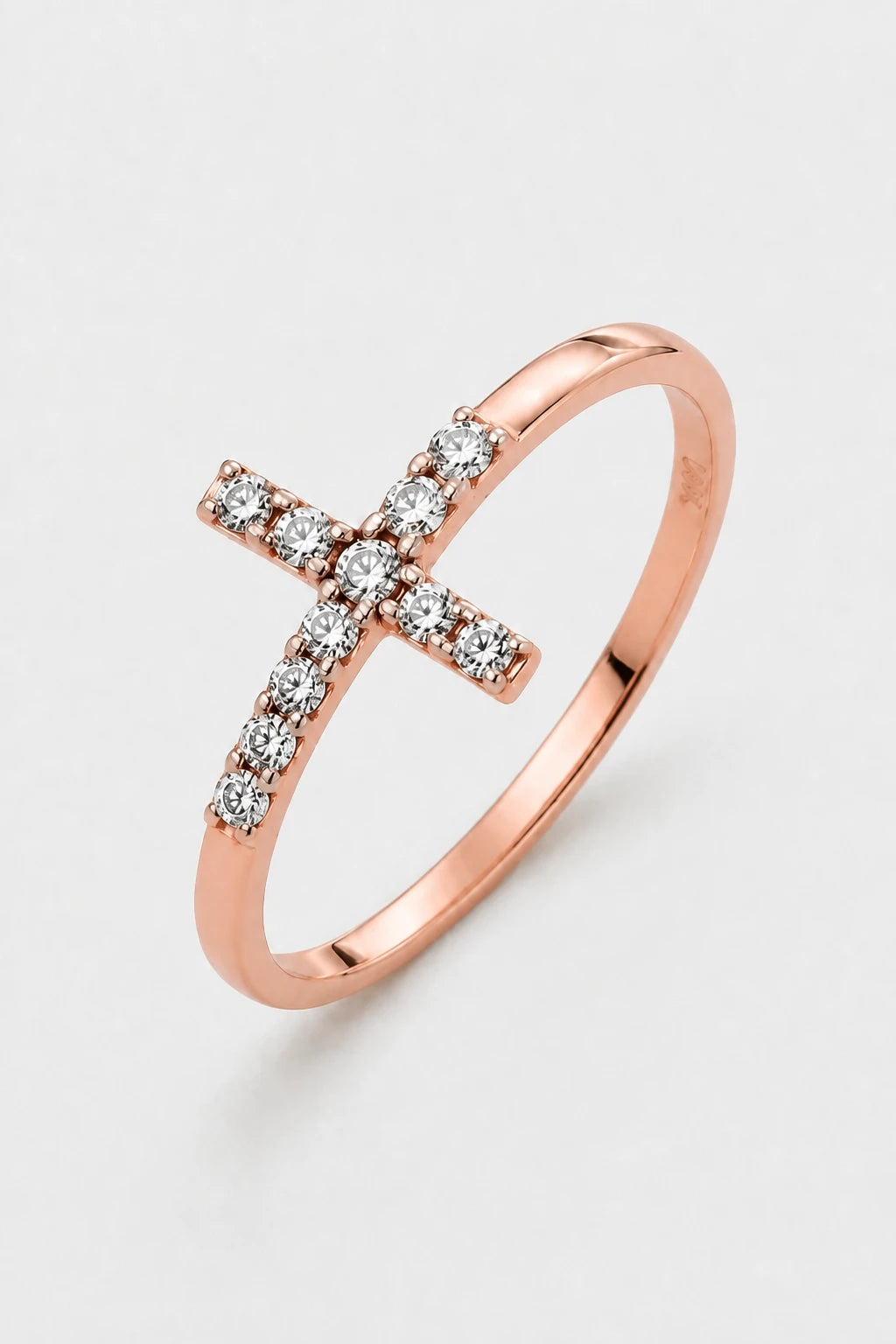 Cross Pave Ring · Rose Gold · Setup 6