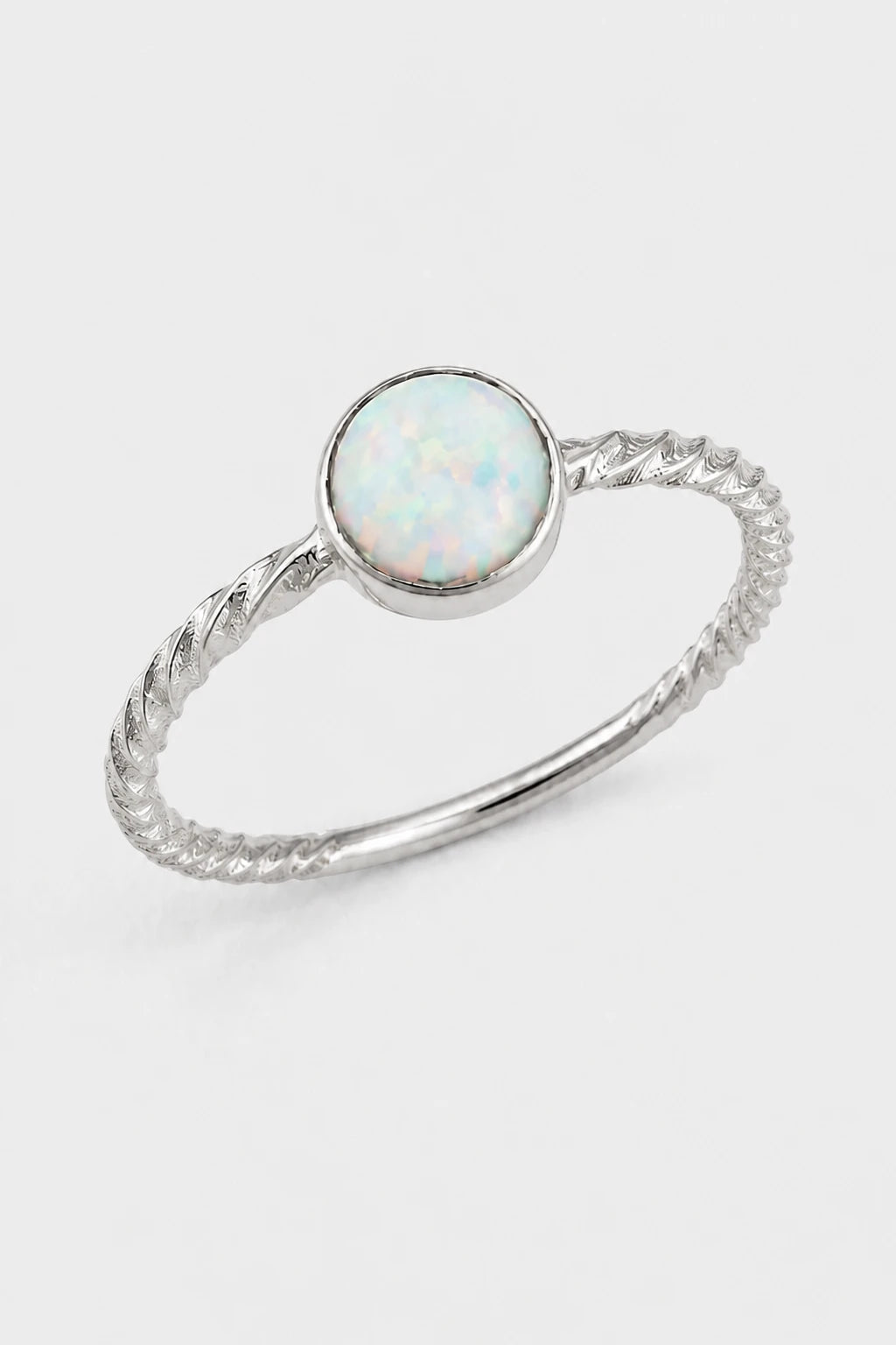 Opal Bezel Ring · White Gold · Setup 6
